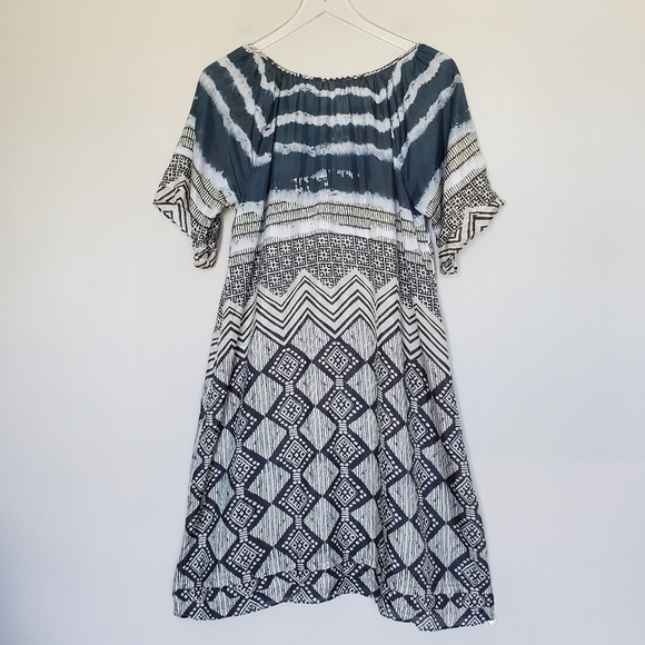 Da-Nang 100% Silk Aztec Tribal Print Lightweight Short Sleeve Pull Over Dress - Picture 2 of 7